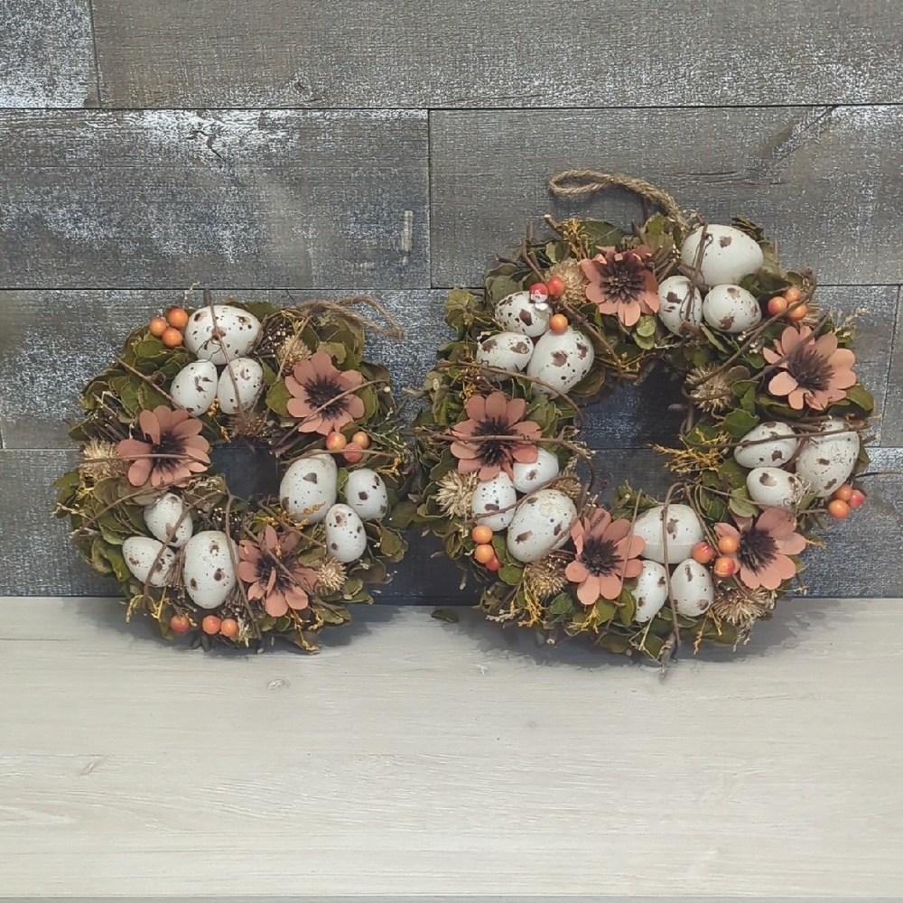 Floral Egg Wreath with Pink Accents